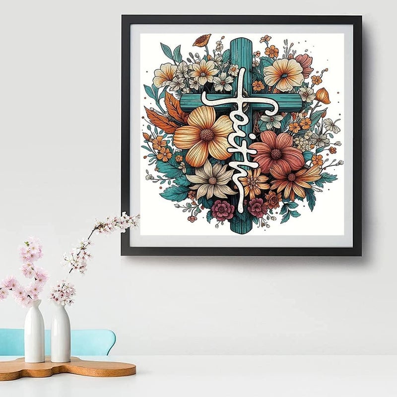 Tiwabb Stamped Cross Stitch Kits for Adults - Cross Flower Embroidery Kits for Beginners Adults,11 CT Patterns Dimensions Counted Cross Stitch Kits for Adults Arts Craft 13.8x13.8 inch ﻿ - Image 3